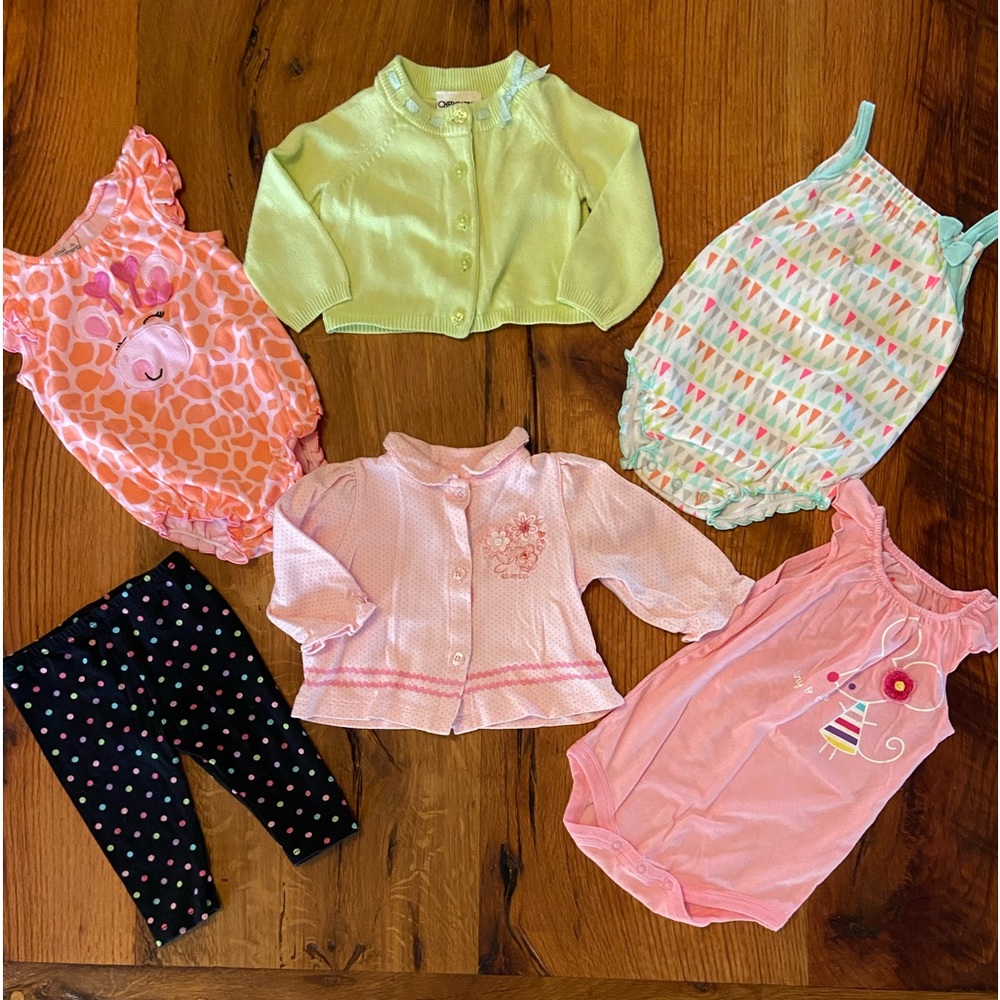 6 Months Adorable SET of SIX Pieces of Adorable Baby Girl Clothing